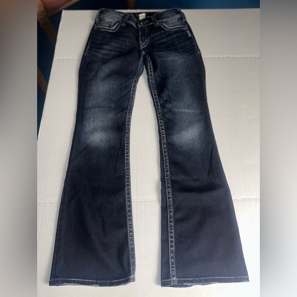 Silver Jeans Suki Surplus Women's W28‎ x L32 Dark Blue Pocket Flaps Bootcut - Picture 1 of 10